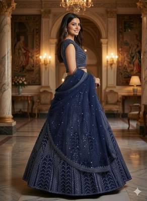 Luxury Navyblue Wedding Lehenga Choli with Rich Embroidered Work 2