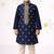 Boys navy blue cotton thread embroidery kurta cream pyjama set