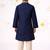 Boys navy blue cotton thread embroidery kurta cream pyjama set