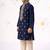 Boys navy blue cotton thread embroidery kurta cream pyjama set