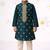 Boys bottle green cotton thread embroidery kurta cream pyjama set
