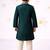 Boys bottle green cotton thread embroidery kurta cream pyjama set