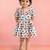 Girls multicolour cotton animal print gathered short sleeve a-line dress