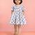 Girls purple cotton animal print gathered short sleeve a-line dress