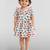 Girls multicolour cotton animal print gathered short sleeve a-line dress