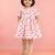 Girls pink cotton animal print gathered short sleeve a-line dress