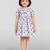 Girls purple cotton animal print gathered short sleeve a-line dress