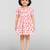 Girls pink cotton animal print gathered short sleeve a-line dress