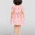 Girls pink cotton animal print gathered short sleeve a-line dress