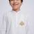 Boys white pure cotton kurta pyjama set with eid mubarak print