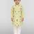 Boys light yellow pure cotton embroidered kurta pyjama set