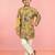 Boys yellow embroidery sequin & animal print kurta cream pant set