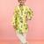 Boys yellow rayon all-over digital animal print kurta cream pant set