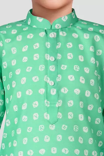 Boys aqua cotton kurta pyjama set