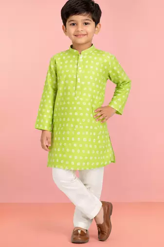 Boys mint green cotton kurta pyjama set