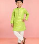 Boys mint green cotton kurta pyjama set