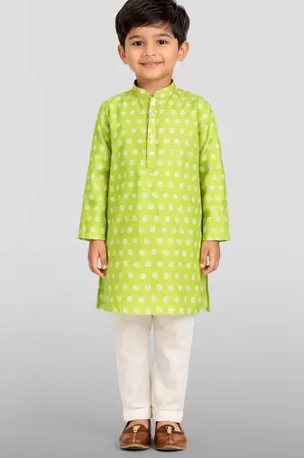Boys mint green cotton kurta pyjama set