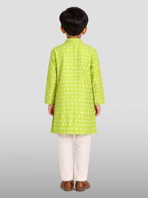 Boys mint green cotton kurta pyjama set 4