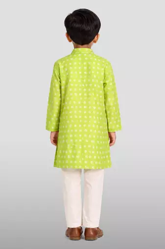 Boys mint green cotton kurta pyjama set