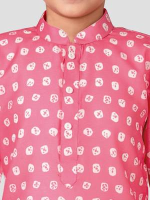 Boys pink linen slub kurta pyjama set 2