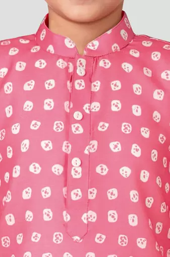 Boys pink linen slub kurta pyjama set