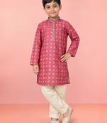 Boys pink cotton kurta pyjama set