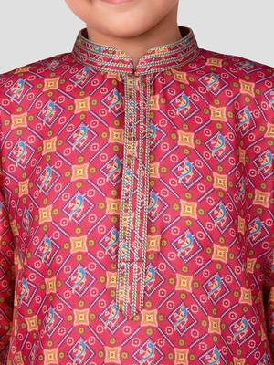 Boys pink cotton kurta pyjama set 2