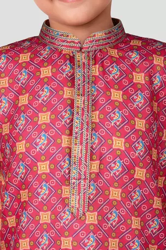 Boys pink cotton kurta pyjama set