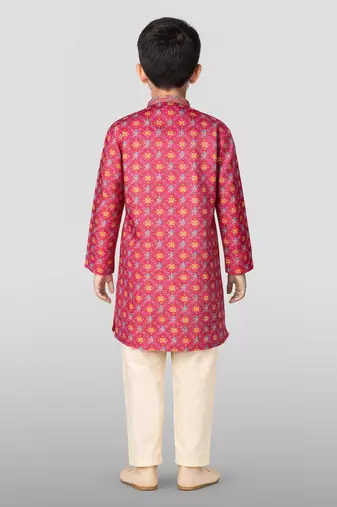 Boys pink cotton kurta pyjama set