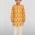 Boys yellow linen slub animal print kurta pyjama set