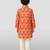 Boys peach linen slub animal print kurta pyjama set