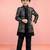 Boys multicolour velvet sequin embroidery attached jacket style sherwani set with pant