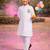 Boys white pure cotton kurta pyjama set - holi special