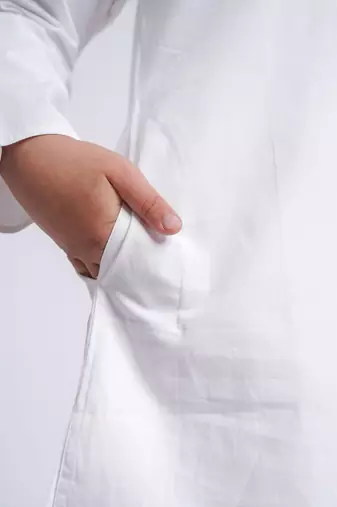 Boys white pure cotton kurta pyjama set - holi special