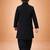 Boys black synthetic solid nehru jacket kurta patiala set with dupatta