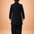 Boys black synthetic solid jodhpuri jacket kurta patiala set with dupatta