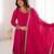 Pink color zari sequince embroidered work vichitra silk anarkali set