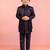 Boys wine silk blend jacquard indo-western set