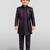 Boys wine silk blend jacquard indo-western set