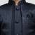 Boys navy blue silk blend jacquard indo-western set