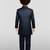Boys navy blue silk blend jacquard indo-western set