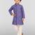 Boys purple hakoba cotton kurta pyjama set with geometric thread embroidery