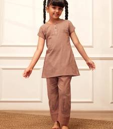 Girls rose pink cotton yoga kurta set