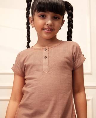 Girls rose pink cotton yoga kurta set 4