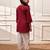 Girls maroon embroidered cotton yoga kurta with white harem pants