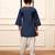 Girls navy blue embroidered cotton yoga kurta with white harem pants
