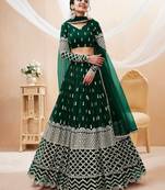 Women's Georgette Embroiderd Thread Work Semi-Stitched Lehenga Choli With Dupatta