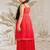 Girls red rayon kurta palazzo set with dupatta