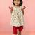 Girls' multicolour cotton a-line kurta & red pant set | ruffle sleeves | animal print | casual & festive ethnic wear