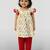Girls' multicolour cotton a-line kurta & red pant set | ruffle sleeves | animal print | casual & festive ethnic wear